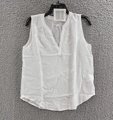 Velvet By Graham & Spencer Peachy Sleeveless Top Women's S White V-Neck Pullover • $18.04