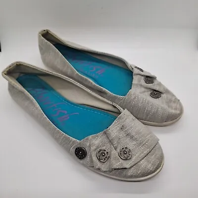 Blowfish Malibu Grey Canvas Slip On Flats Pumps Size UK 7 • £20