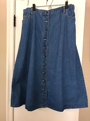 Long Blue Denim Jean Midi Skirt W/belt Loops And Front Pockets Womens US Size 18 • $13