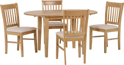 Oxford Extending Dining Set 4 Chairs Natural Oak Finish Mink Microsuede Seatpads • £369.99