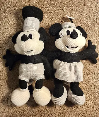 Disney Parks Mickey & Minnie Mouse Steamboat Willie 1928 Cozy Knits Plush Set • $25