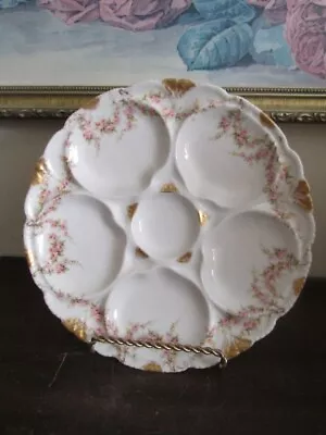 T. Haviland Limoges France Varenne Oyster Plate Pink Roses Gold • $125