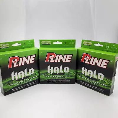 P-Line Halo 100% Fluorocarbon Mist Green Fishing Line 200 Yards 6 8 10LB Pick • $23