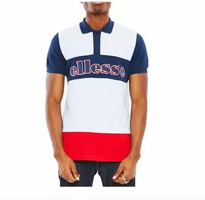 Ellesse Men's Retro Throwback Baja Color Blocked Polo Shirt  Small  $55 • $38.99