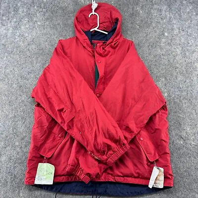 VINTAGE Eddie Bauer Jacket Mens Large Red Blue Full Zip Parka Puffer Coat • $1.99