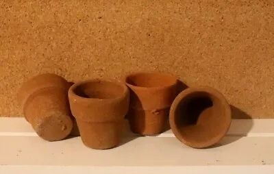 Vintage SET 4 Terra Cotta 1.5  X 1.5  RUSTIC Plant/flower Pots  • $7.95