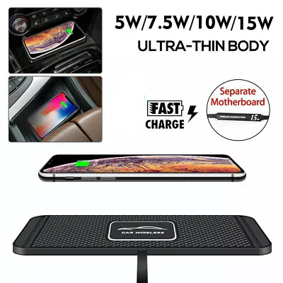 2 In 1 Car Wireless Charger Pad Fast Charging Non-slip Mat Dashboard Holder • £9.99