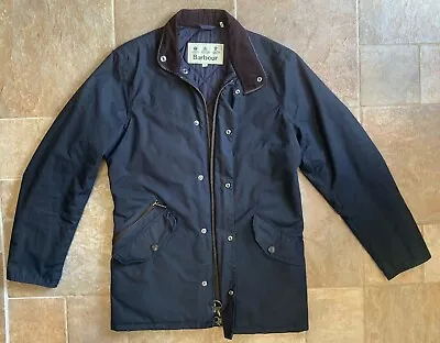 Barbour Prestbury Black Zip/Snap Waxed Jacket - Size S • $159