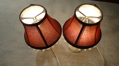 Vintage French Style Boudoir Lamp Twin Mini Burgundy Lights • $26