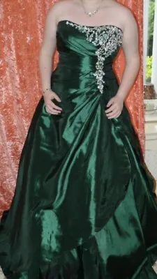 Stunning Emerald Green Prom Dress Ball Gown Size 12 -14 From Gino Cerruti • £90