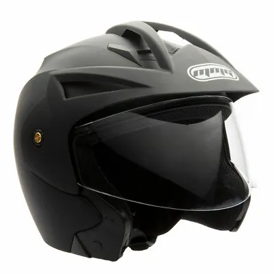 MMG Motorcycle Scooter Open Face Helmet Crux Flip Up Visor DOT (M Matte Black) • $50.90