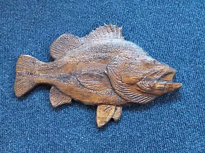 Vintage Bass Fish Folk Art Wood Wall Plaque Fish Lake Beach • $20
