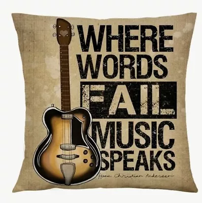 Vintage Retro Musical Guitars Musical Inspiration Throw Pillow Cover Home Decor • $13.56