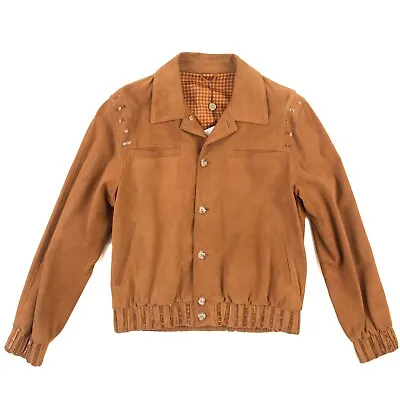 NWD MAENI PARMA Lambskin Crocodile Alligator Blouson Coat Jacket EU:52 US:42 Tan • $401.33