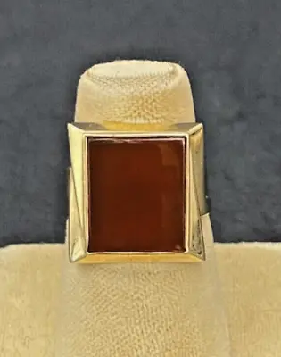 14K Yellow Gold + Carnelian Set Classic Design Estate Man's / Womans Ring • $299