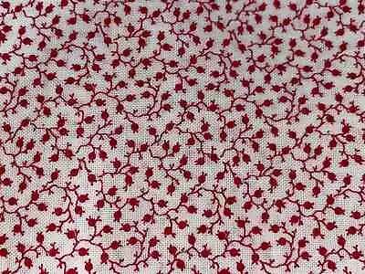 1/2 Yd Vintage Tiny Red & White Floral Vines Small Print Cranston Cotton BTHY • $3.75