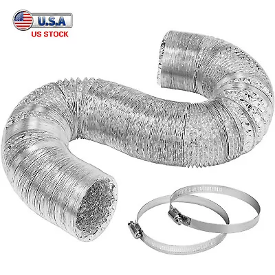 4  6  8  Inch Flexible Aluminum Air Ducting Dry Ventilation Hose For HVAC • $13.98