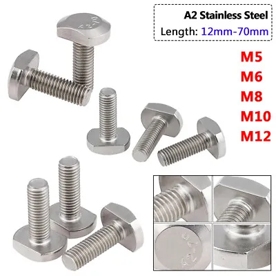 T-Slot Bolts T Track Bolts M5 M6 M8 M10 M12 12mm To 70mm Long A2 Stainless Steel • $1.99