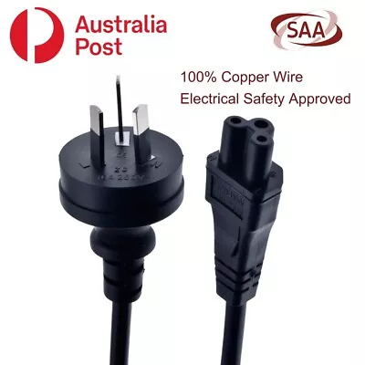 SAA Approved Power Cable 3 Pin Australian Plug To IEC-C5 (Cloverleaf) Socket • $10.50