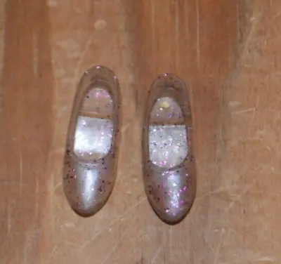 Vintage Barbie Purple Glitter Jelly Shoes Pointed Toe Squishy Flats #b011 • $19.95