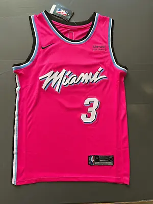 City Edition Dwyane Wade #3 Miami Heat Basketball Jersey Stitched Pink • £19.99