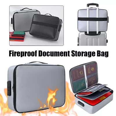 Fireproof Document Box With Lock File Storage Organizer Box Waterproof Safe Bag • $22.99