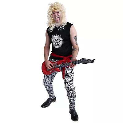 Rock Star Costume Adult Mens 80s 90s Music Star Rocker Top Zebra Pants Waist Tie • $44.95