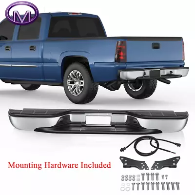 Chrome Rear Bumper W/ Hardwares For 1999-07 Chevy Silverado GMC Sierra 1500 2500 • $132.79