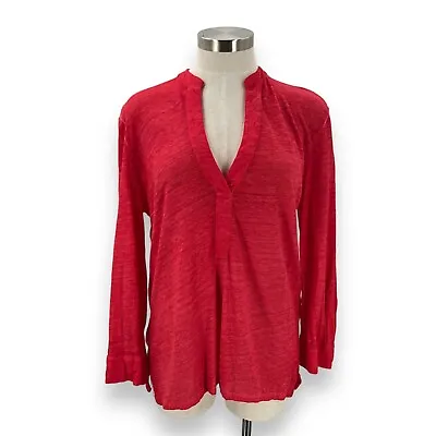 Majestic Filatures Size 2 Small Top Shirt Hot Pink-Red Linen Silk Blnd Slub Knit • $34.99