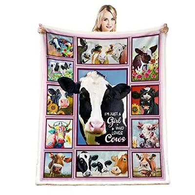 Cow Print Blanket Cow Decor Bedding Throw BlanketChristmas Valentines Birt • £28.16