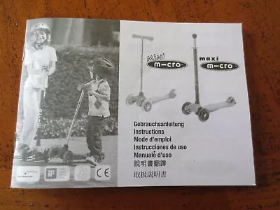 Mini Micro + Maxi Micro Scooter 'factory Instructions' In 7 Languages - 75 Pgs. • $5.99