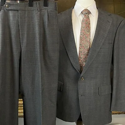 VTG Alexander Julian 44R 34 X 32 USA MADE 2Pc Gray Glen Plaid Heavy Wool Suit • $99.90