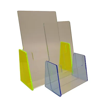 Perspex Acrylic Leaflet Holder Flyer Menu Counter Dispenser DL & A5 Fluorescent  • £13.02