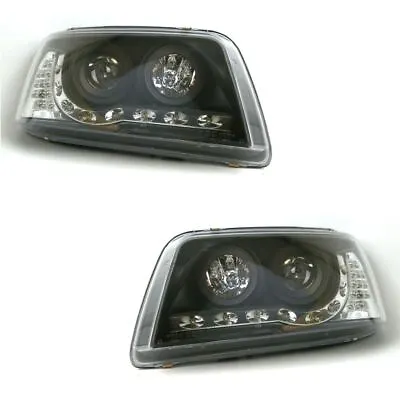 VW Transporter T5 Van 2003-2010 LED Indicators DRL R8 Projector Headlights Black • $342.33