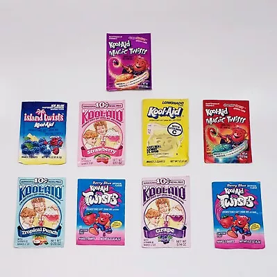 9Ct-Vintage Kool-Aid Pack Packet NOS Island/Magic Twists Tropical-Cherry-Blue • $15.89