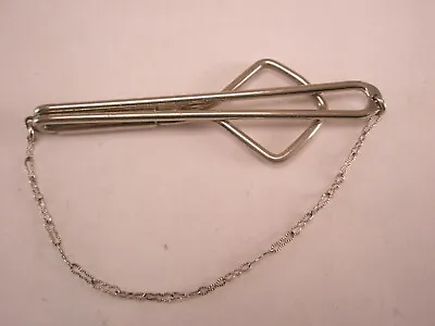 2-3/16 Silver Tone Delicate Peanut Link Chain Vintage SWANK PENDANT Tie Bar Clip • $27.49