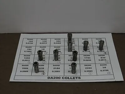 Da200 Collets & Collet Set & Rack - Quantity Discounts - $5.00 Ships 1 To All • $2.50