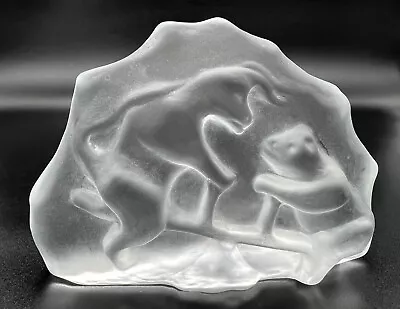 Vintage Frosted Glass Bull Bear Seesaw Wall Street Stock Market Paperweight • $39.99