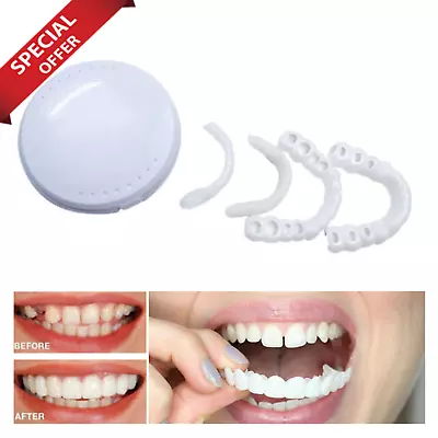 NEW SnapOn Upper Lower False Teeth Dental Veneers Dentures Fake Tooth Cover Set  • $3.99
