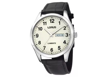 Lorus Mens RJ647AX9 Black Leather Strap Watch • £29.99