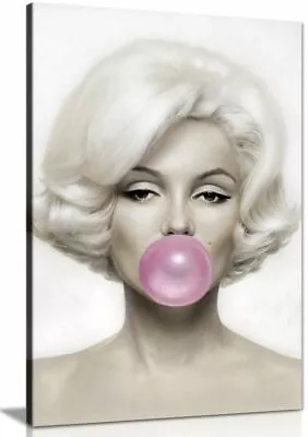 Marilyn Monroe Pink Bubble Gum Canvas Wall Art Picture Print • £11.99