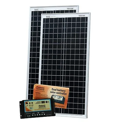 80W Dual Battery Solar Charging Kit For Camper / Boat 12V/24V (40W+40W Panels) • £189.99