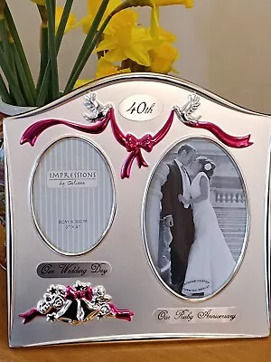 Impressions Silver Plated Photo Frame Gift Juliana 40th Wedding Ruby 8cm X 10cms • £5.78