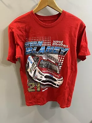 NASCAR Ryan Blaney Signed Ford Motorcraft 21 Wood Brothers Racing Sz S T-Shirt • $17