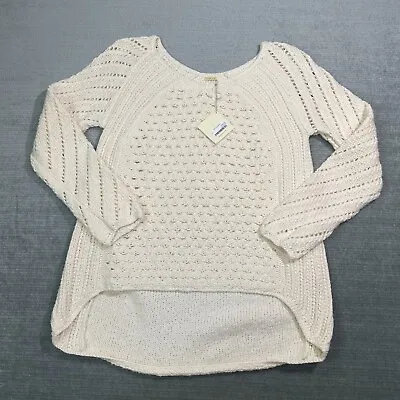 Matta NY Sweater Women M/L Cream Salome Open Knit Classic Capsule Cotton NEW • $83.99