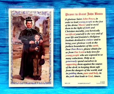 Prayer To Saint John Bosco LAMINATED Holy Card CATHOLIC ⭐ GILDED GOLD ⭐ • $1.14