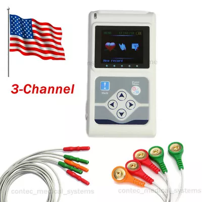 TLC5007 FDA 24hrs 3-Lead Color EKG Holter ECG Recorder Monitor Software Analyzer • $299