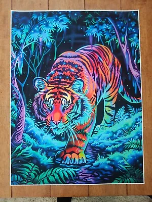 Tiger In Forest Blacklight Poster Neon Colors 18x24in • $18.99