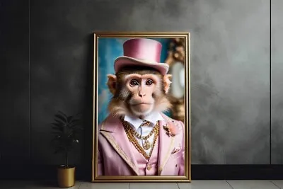 Monkey Victorian Art Print Vintage Portrait Animal Wall Art Poster Print • $7.39