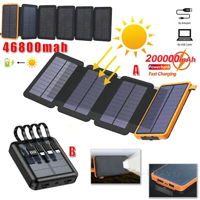 46800mAh Solar Power Bank Folding 6 Solar Panel Portable Charger For Cell Phone • $17.99